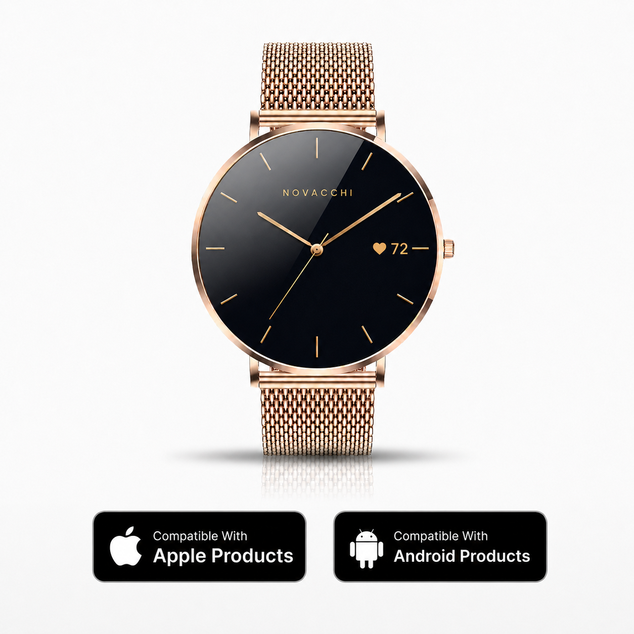 Slim Women's AMOLED Smartwatch – Rose Gold & Silver | NOVACCHI